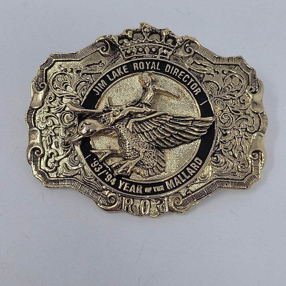 Vintage Year of The Mallard Duck '93/'94 Belt Buckle Artunian LA Gold Tone